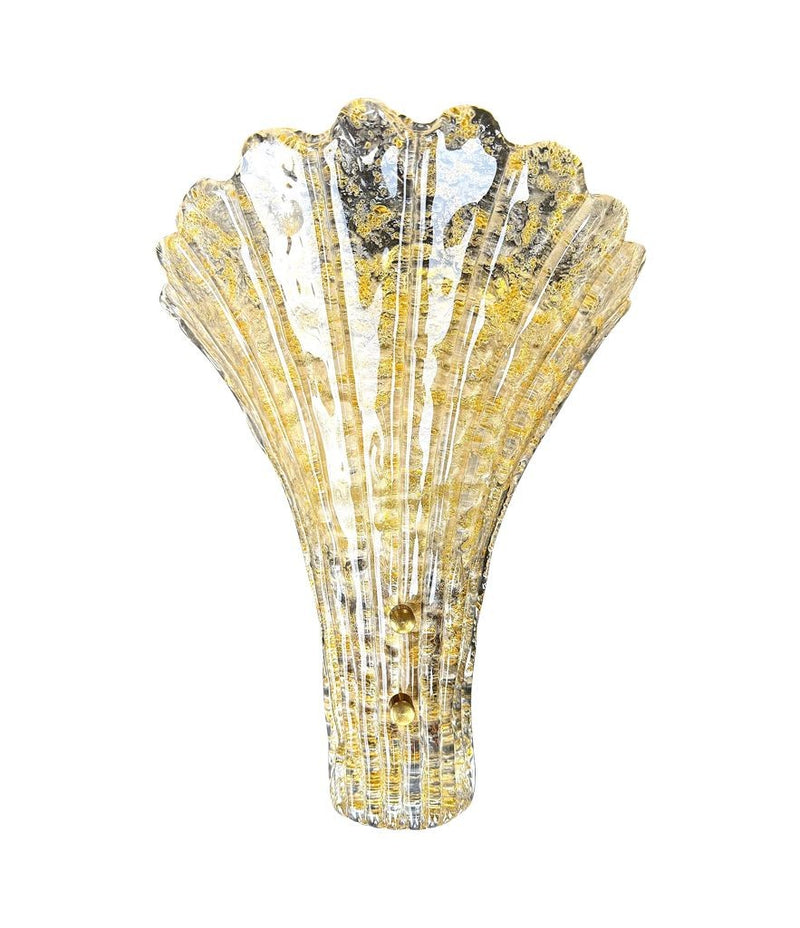 Mid century wall sconces gold leaf Orreors glass by Carl Fagerlund fan shaped wall sconces