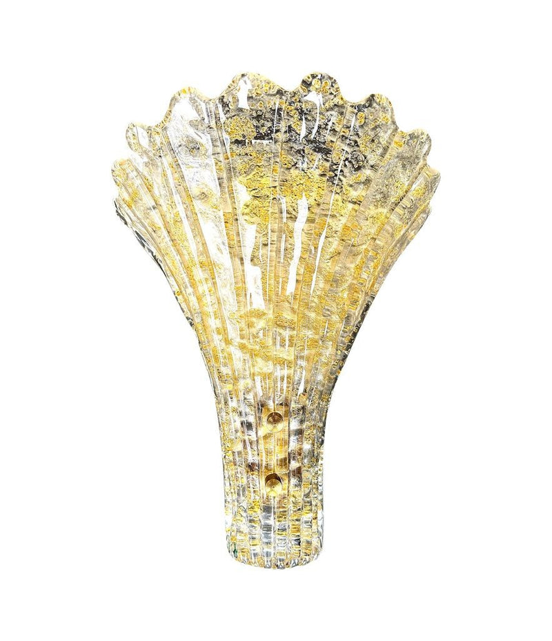 Mid century wall sconces gold leaf Orreors glass by Carl Fagerlund fan shaped wall sconces