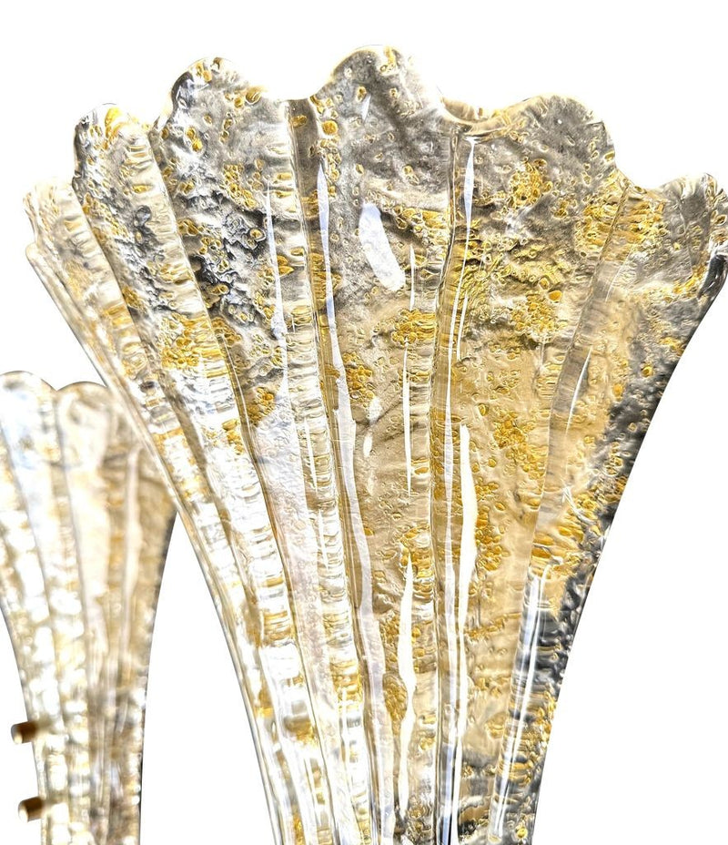 Mid century wall sconces gold leaf Orreors glass by Carl Fagerlund fan shaped wall sconces