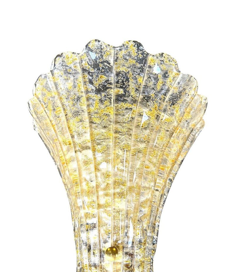 Mid century wall sconces gold leaf Orreors glass by Carl Fagerlund fan shaped wall sconces