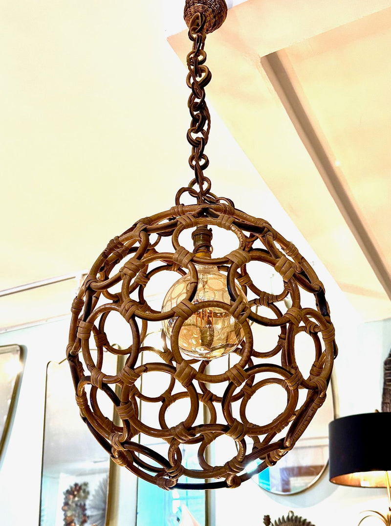 Mid Century bamboo ball light in the style of Franco Albini - Italian - 1960s - Mid Century lighting