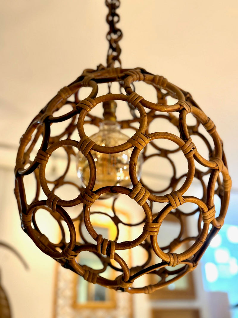 Mid Century bamboo ball light in the style of Franco Albini - Italian - 1960s - Mid Century lighting