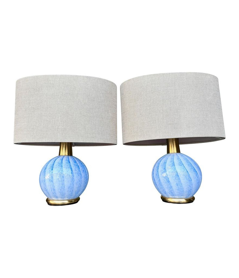 Mid Century table lamps Murano glass and brass by La Murrina 1960s