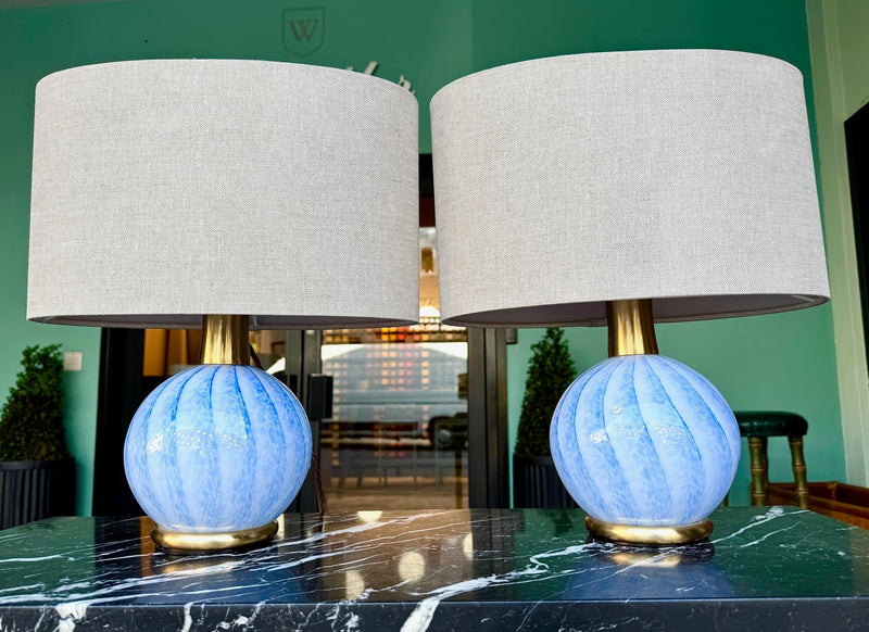 Mid Century table lamps Murano glass and brass by La Murrina 1960s