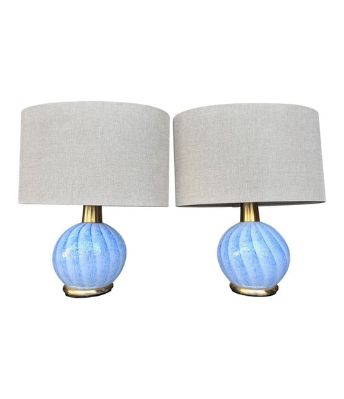 Mid Century table lamps Murano glass and brass by La Murrina 1960s