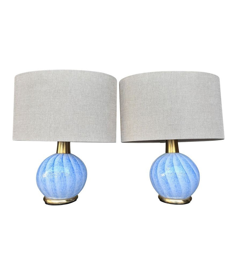 Mid Century table lamps Murano glass and brass by La Murrina 1960s
