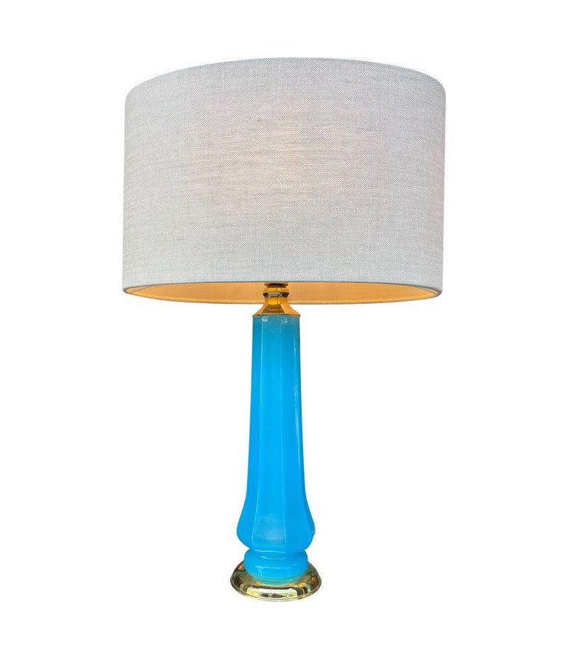 Mid Century table lamps turquoise blue Murano opaline glass by Giovanni Cenedese - 1960s
