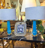 Mid Century table lamps turquoise blue Murano opaline glass by Giovanni Cenedese - 1960s