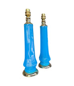 Mid Century table lamps turquoise blue Murano opaline glass by Giovanni Cenedese - 1960s