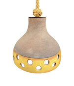 Mid Century ceiling lights glazed ceramic suspended from thick knotted rope - French