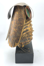 1966 torch cut brass Curtis Jere Owl with green enamelled eyes