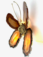 1970s Agate and brass butterfly wall light by Isabelle Faure - Mid Century Lighting