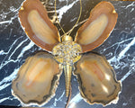 1970s Agate and brass butterfly wall light by Isabelle Faure - Mid Century Lighting