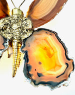1970s Agate and brass butterfly wall light by Isabelle Faure - Mid Century Lighting