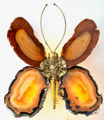 1970s Agate and brass butterfly wall light by Isabelle Faure - Mid Century Lighting
