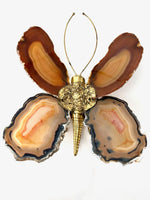 1970s Agate and brass butterfly wall light by Isabelle Faure - Mid Century Lighting