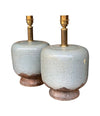 Mid century table lamps chinoiserie style crackle glazed ceramic by Ugo Zaccanini for Maison Lancel - 1970s
