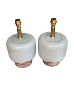 Mid century table lamps chinoiserie style crackle glazed ceramic by Ugo Zaccanini for Maison Lancel - 1970s