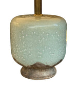 Mid century table lamps chinoiserie style crackle glazed ceramic by Ugo Zaccanini for Maison Lancel - 1970s