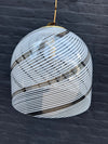 Mid century pendant light Murano swirl glass by Venini with brass top Italian