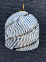 Mid century pendant light Murano swirl glass by Venini with brass top Italian