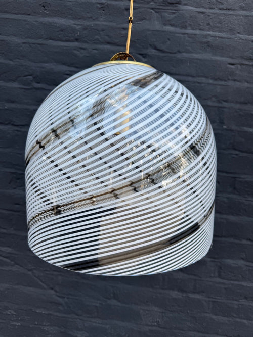Mid century pendant light Murano swirl glass by Venini with brass top Italian