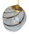 Mid century pendant light Murano swirl glass by Venini with brass top Italian