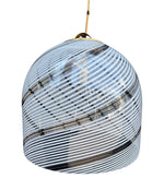 Mid century pendant light Murano swirl glass by Venini with brass top Italian