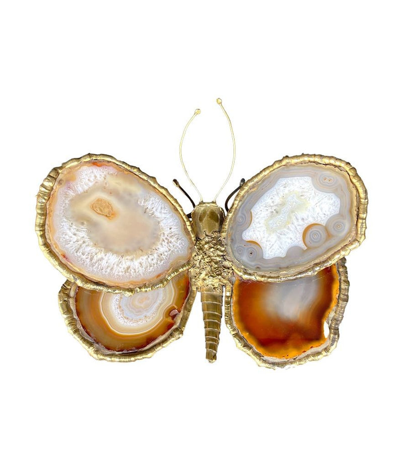 1970s agate and brass butterfly wall light by Isabelle Faure - Mid Century wall light