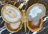 1970s agate and brass butterfly wall light by Isabelle Faure - Mid Century wall light
