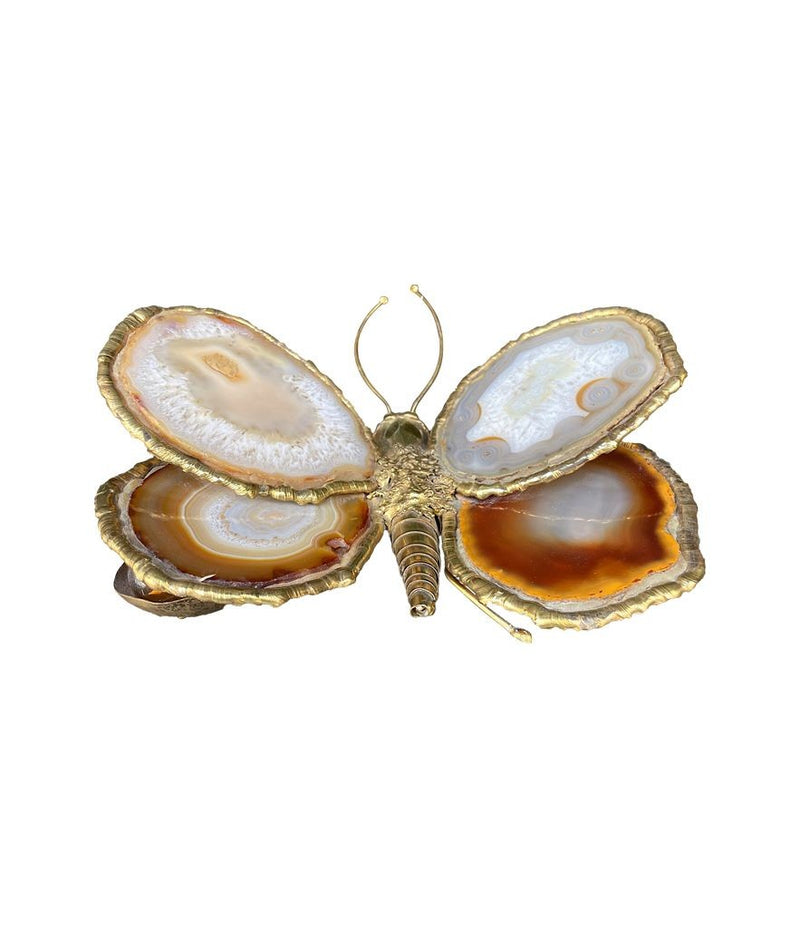 1970s agate and brass butterfly wall light by Isabelle Faure - Mid Century wall light