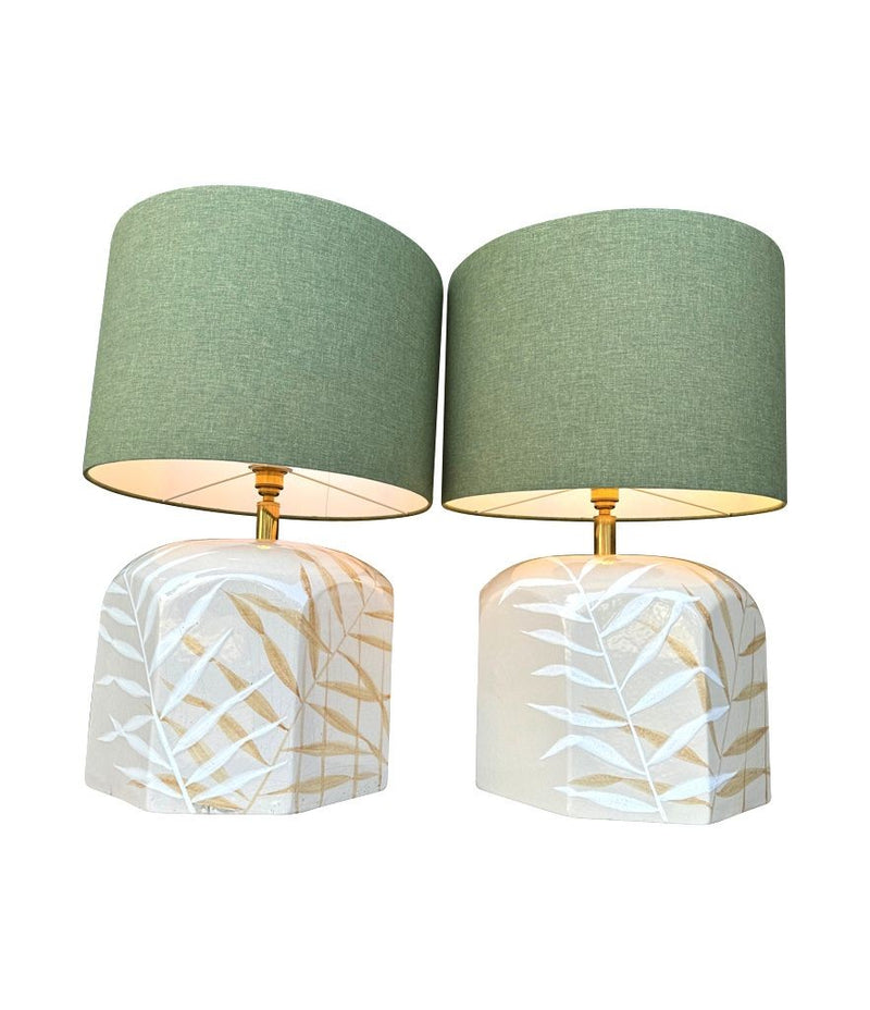 Mid century ceramic table lamps 1970s ceramic lamps by Ugo Zaccanini for Maison Lancel