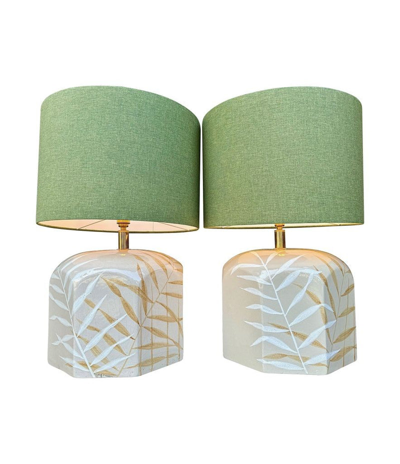 Mid century ceramic table lamps 1970s ceramic lamps by Ugo Zaccanini for Maison Lancel