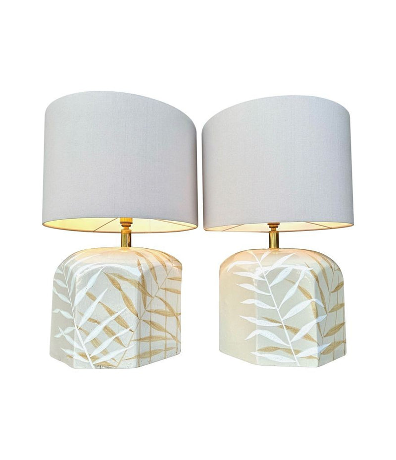 Mid century ceramic table lamps 1970s ceramic lamps by Ugo Zaccanini for Maison Lancel