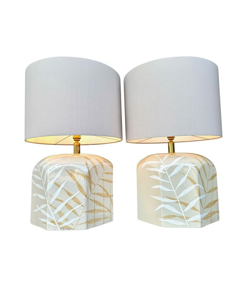 Mid century ceramic table lamps 1970s ceramic lamps by Ugo Zaccanini for Maison Lancel