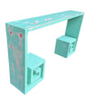 Mid century console table with greek key design in distressed beach finish - Mid Century Furniture