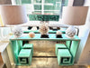 Mid century console table with greek key design in distressed beach finish - Mid Century Furniture