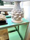 Mid century console table with greek key design in distressed beach finish - Mid Century Furniture