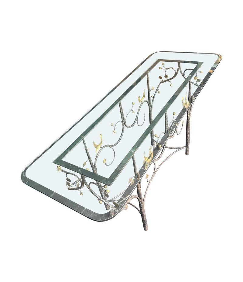 Mid century console table wrought iron with glass or solid marble top 1970s - Mid century furniture London