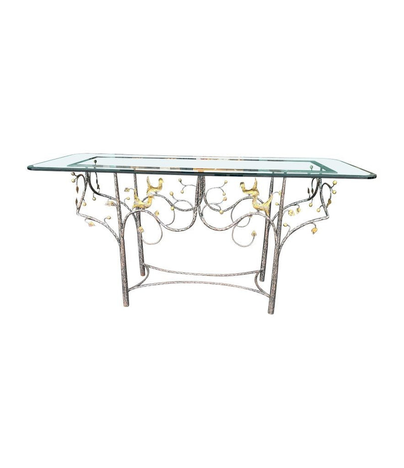 Mid century console table wrought iron with glass or solid marble top 1970s - Mid century furniture London