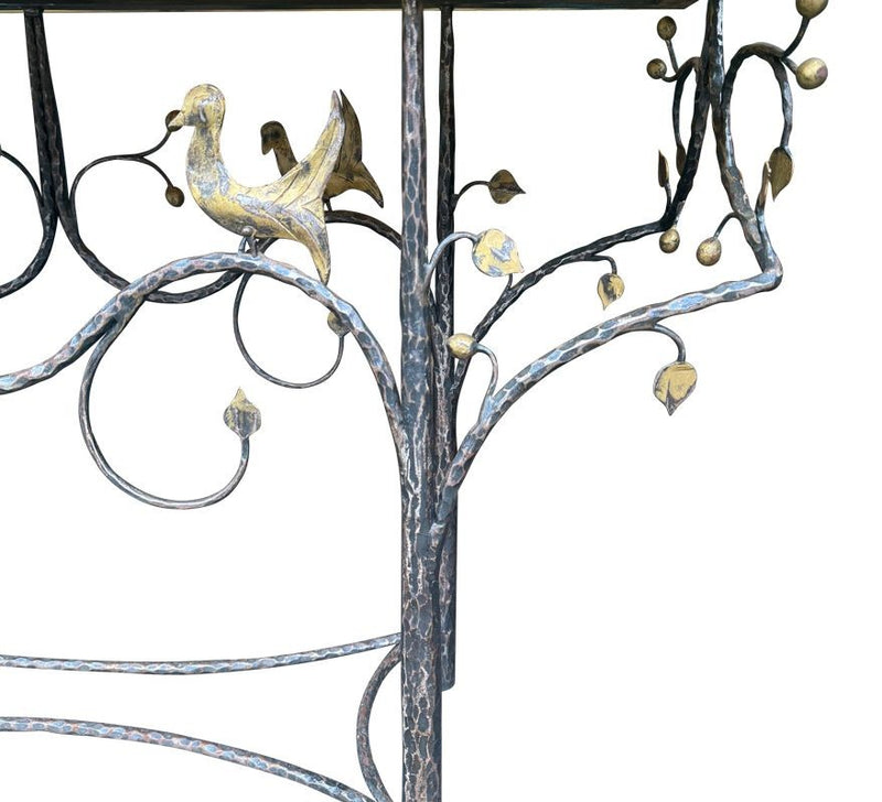 Mid century console table wrought iron with glass or solid marble top 1970s - Mid century furniture London