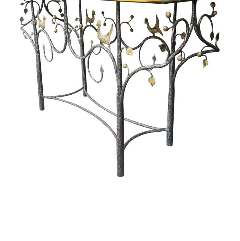 Mid century console table wrought iron with glass or solid marble top 1970s - Mid century furniture London