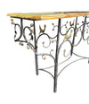 Mid Century console table wrought iron with solid marble top