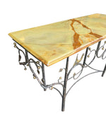 Mid Century console table wrought iron with solid marble top