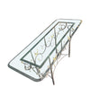 Mid Century console table wrought iron with solid marble top