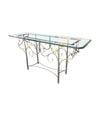 Mid Century console table wrought iron with solid marble top