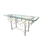 Mid Century console table wrought iron with solid marble top