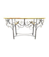 Mid Century console table wrought iron with solid marble top