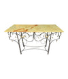 Mid Century console table wrought iron with solid marble top