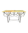 Mid Century console table wrought iron with solid marble top 